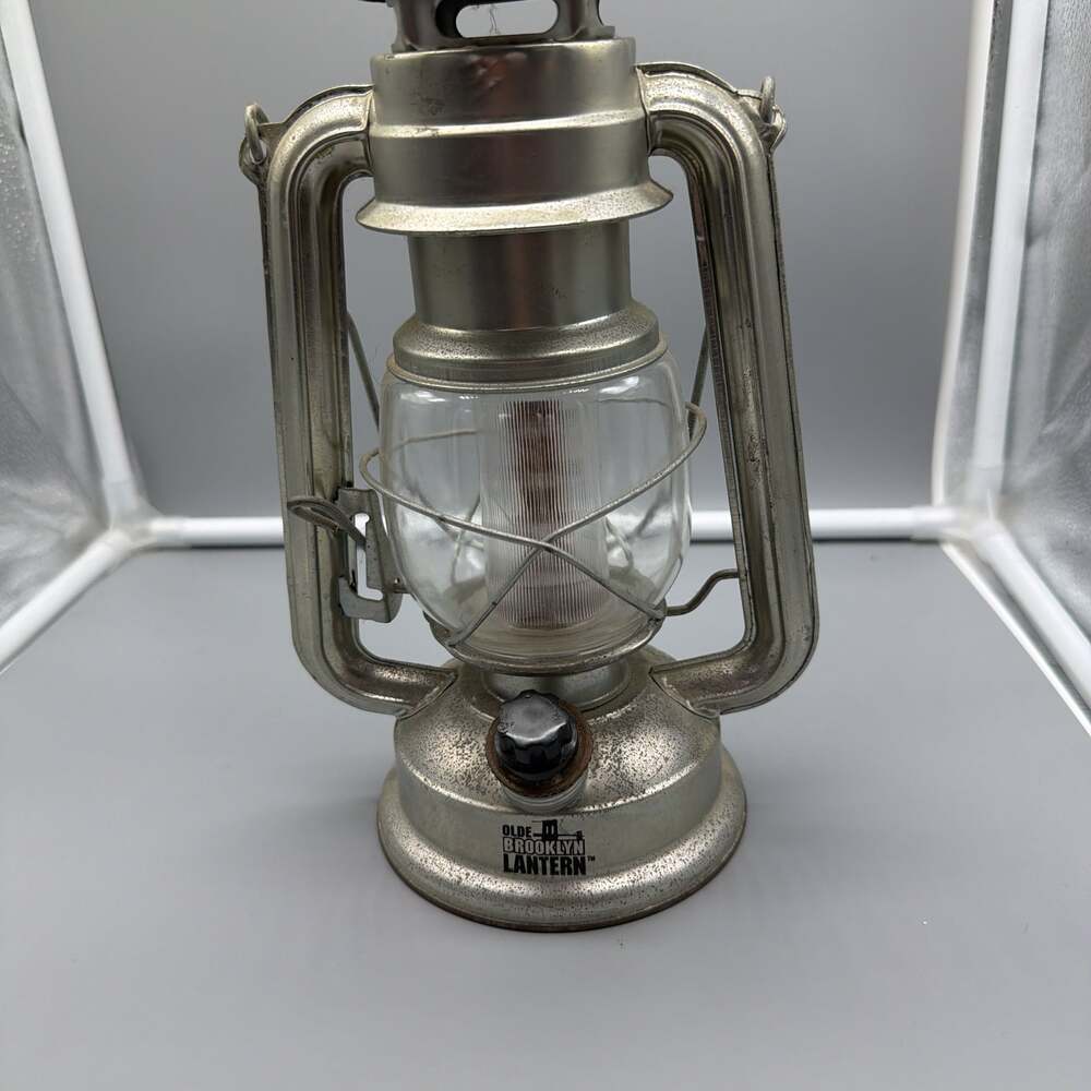 Olde Brooklyn LED Old Style Lantern - Dimmable Silver Two D Battery Operated